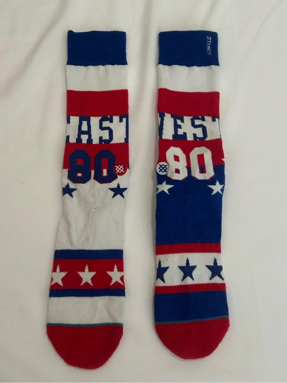 Stance NBA East vs West 80 Crew Socks Red White Blue Crew Socks